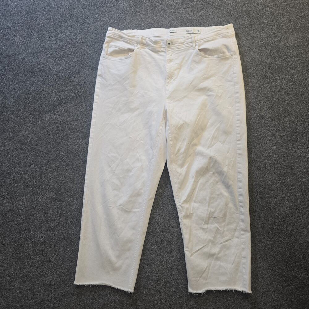 J Jill Jeans Womens Size 18 Tall White Straight Leg Cropped Denim Raw Hem Casual